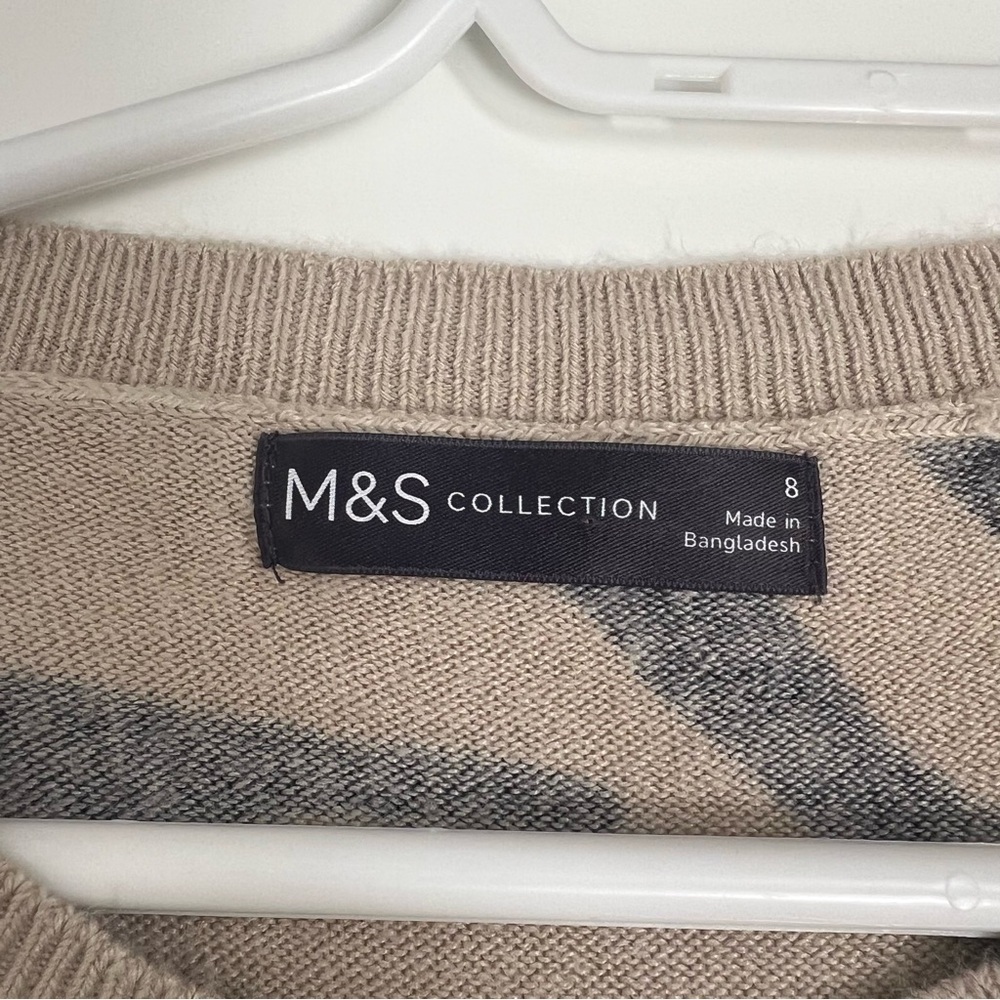 Marks & Spencer Zebra Print Crew-Neck Lightweight Sweater - Size8 - Picture 3 of 9